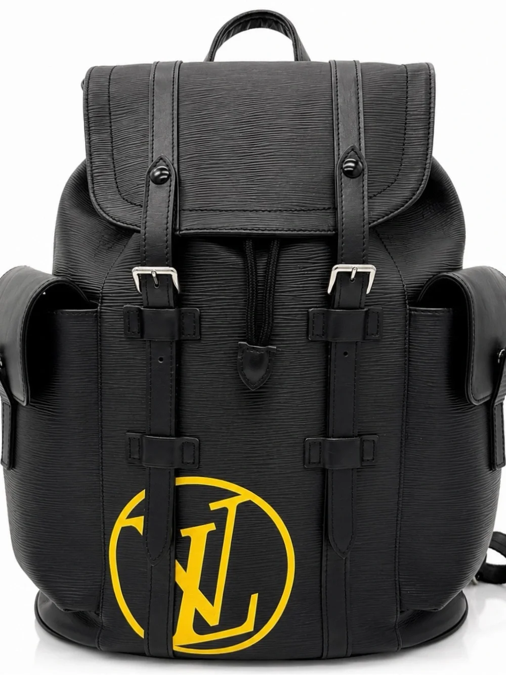 🖤 Louis Vuitton Christopher PM Backpack Black Epi Leather Yellow LV Circle